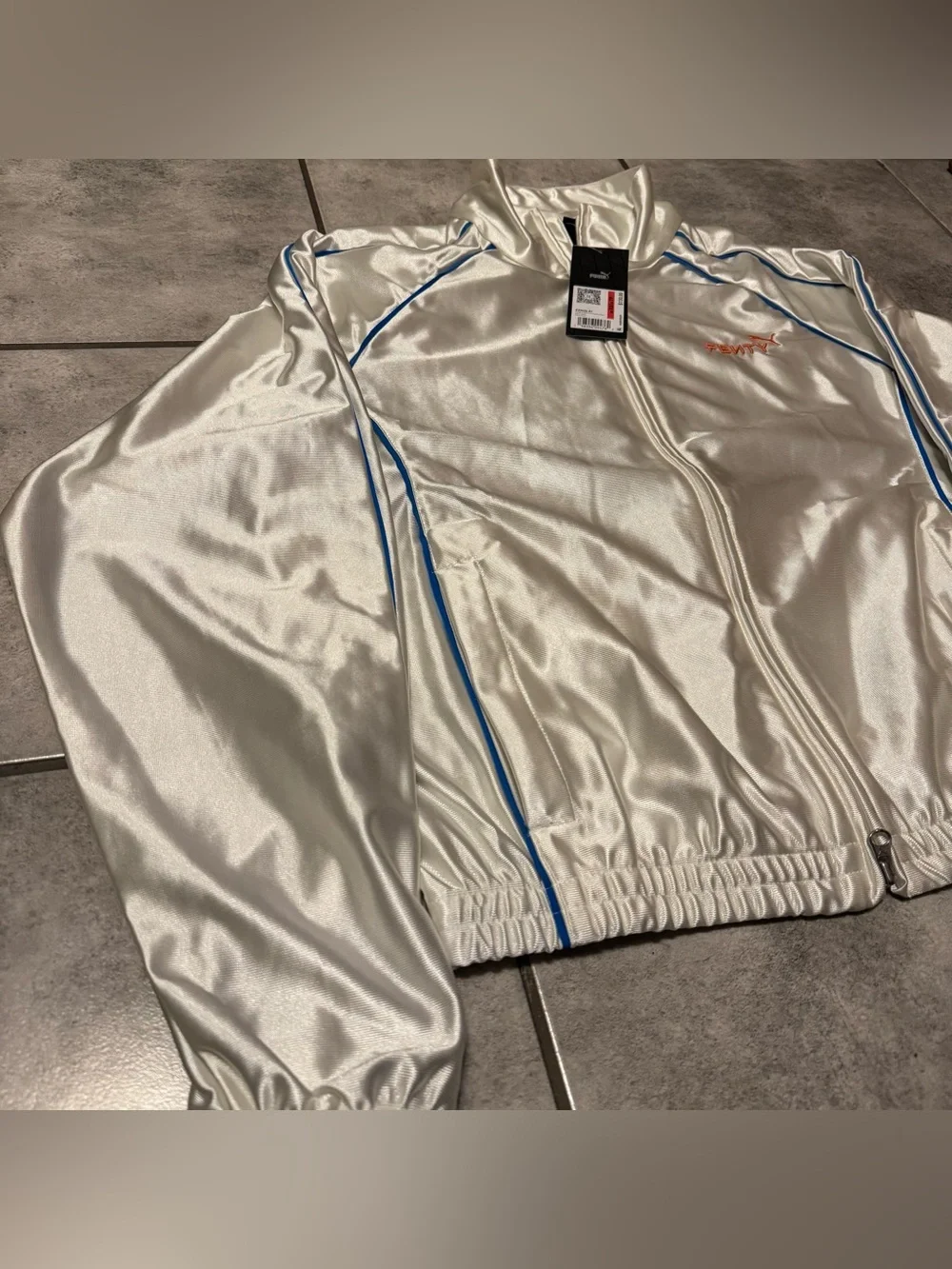 PUMA x FENTY T7 Piping Track Jacket Womens Size XS Warm White NWT